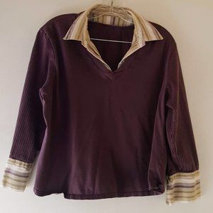 Purple and patterned shirt